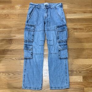 Abercrombie Kids Light Blue Cargo Jeans Baggy size 13/14